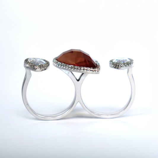 Double Finger Zultanite and Zircon Ring