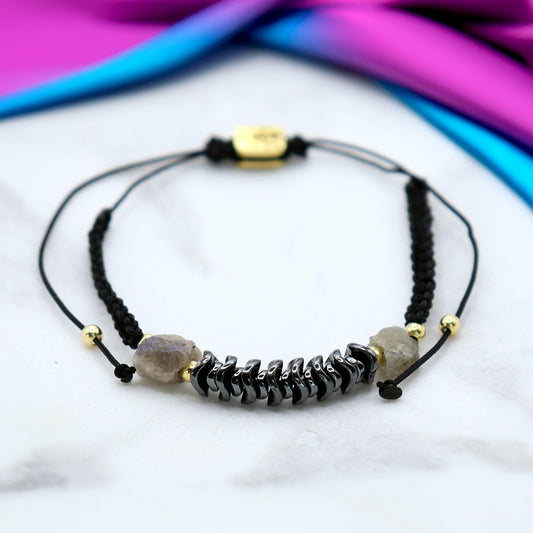 Labradorite - Twin Stones Hematite Bracelet