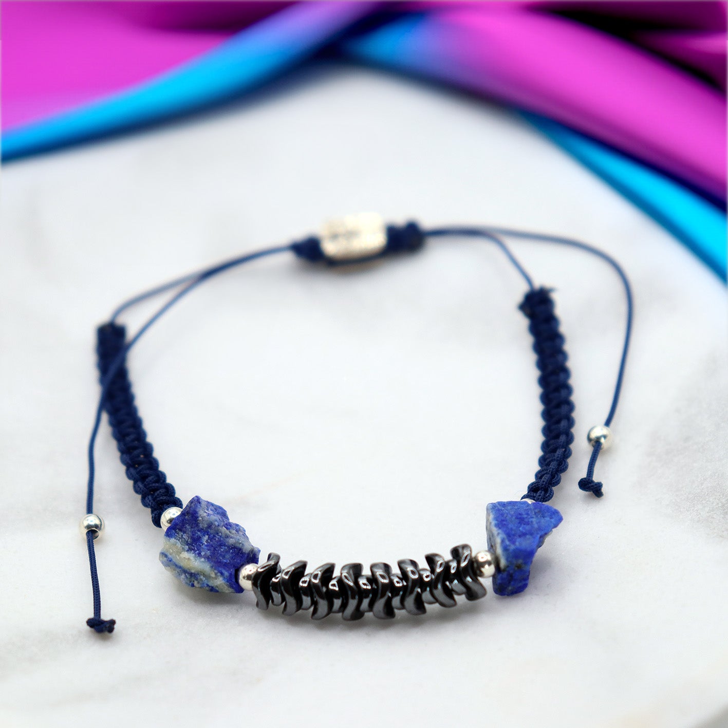 Lapis - Twin Stone Hematite Bracelet