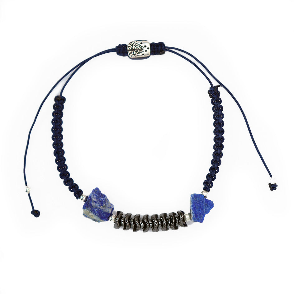 Lapis - Twin Stone Hematite Bracelet